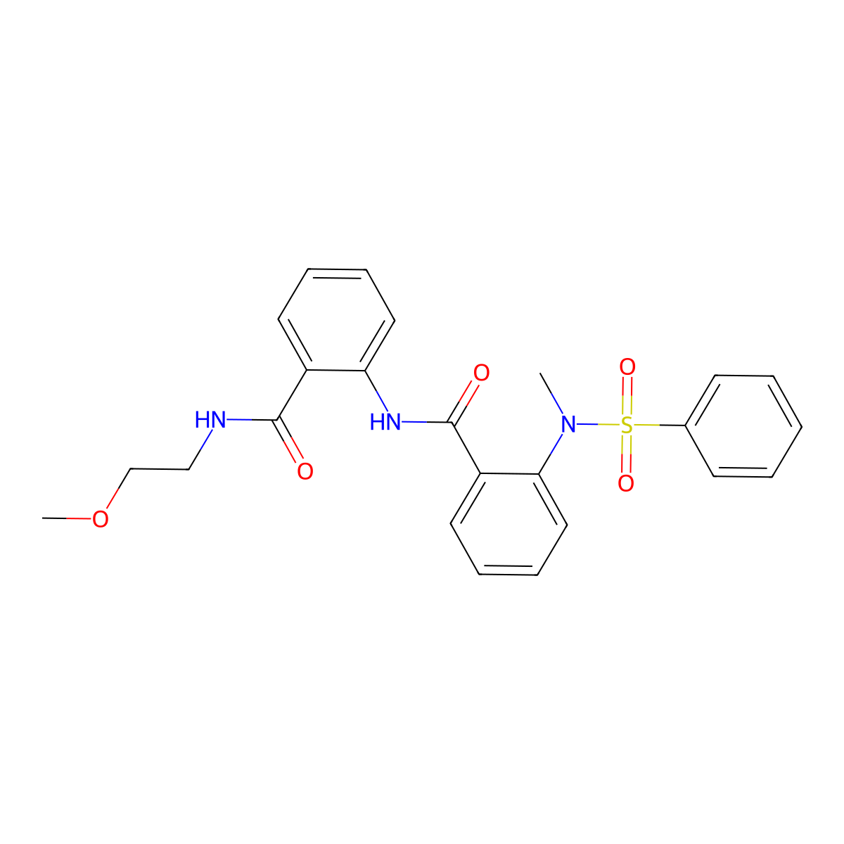 N-(2-{[(2-methoxyethyl)amino]carbonyl}phenyl)-2-[methyl(phenylsulfonyl)amino]benzamide molecular structure, CAS 723244-12-0
