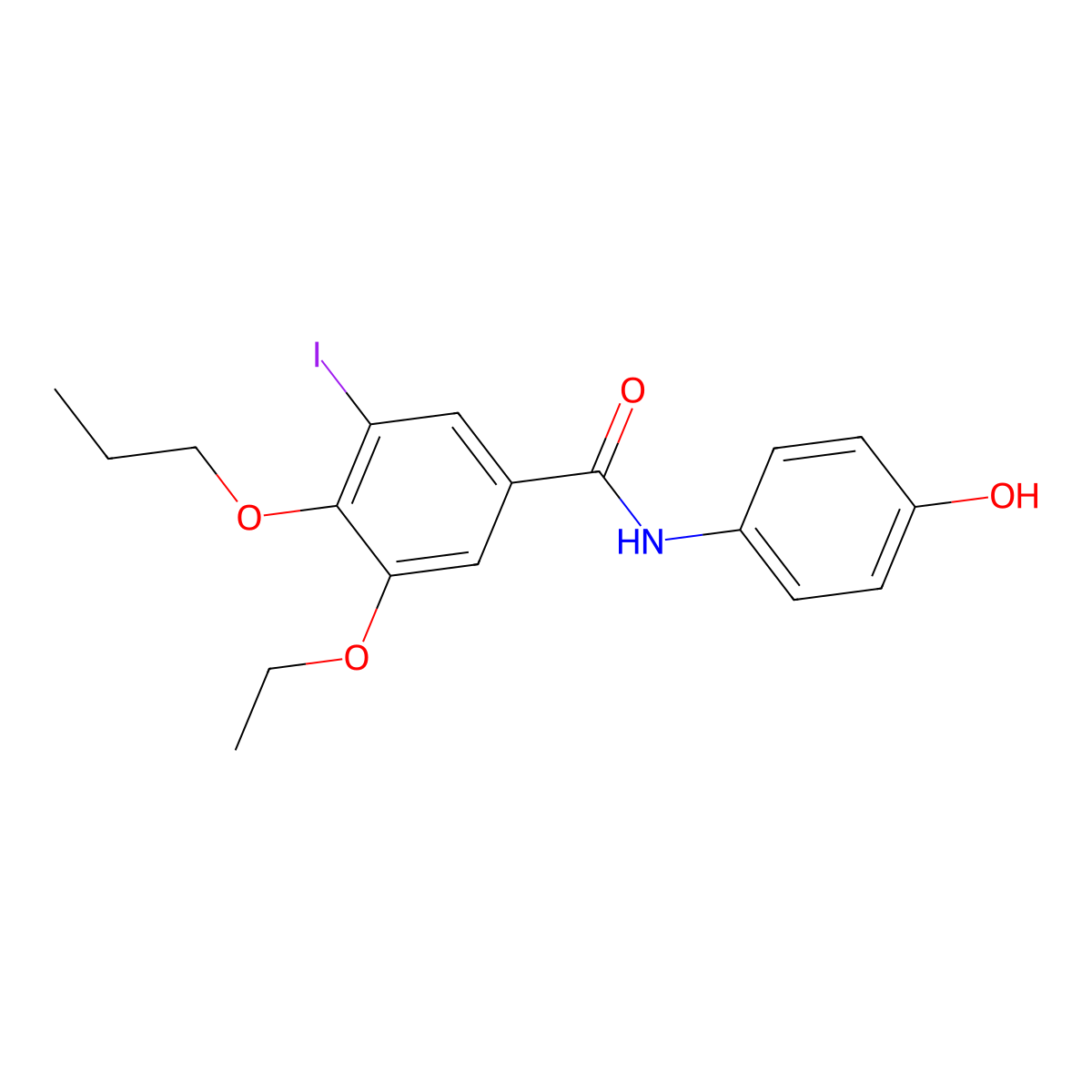 3-ethoxy-N-(4-hydroxyphenyl)-5-iodo-4-propoxybenzamide molecular structure, CAS 723245-07-6