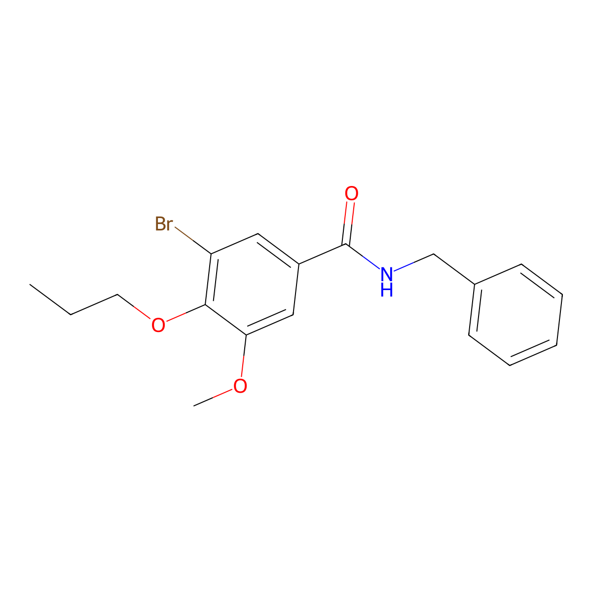 N-benzyl-3-bromo-5-methoxy-4-propoxybenzamide molecular structure, CAS 723245-38-3