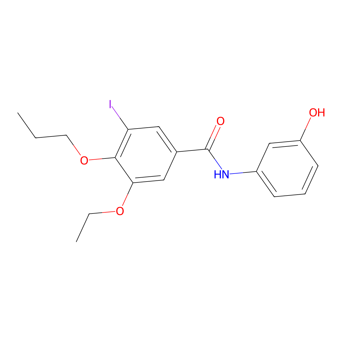 3-ethoxy-N-(3-hydroxyphenyl)-5-iodo-4-propoxybenzamide molecular structure, CAS 723245-51-0