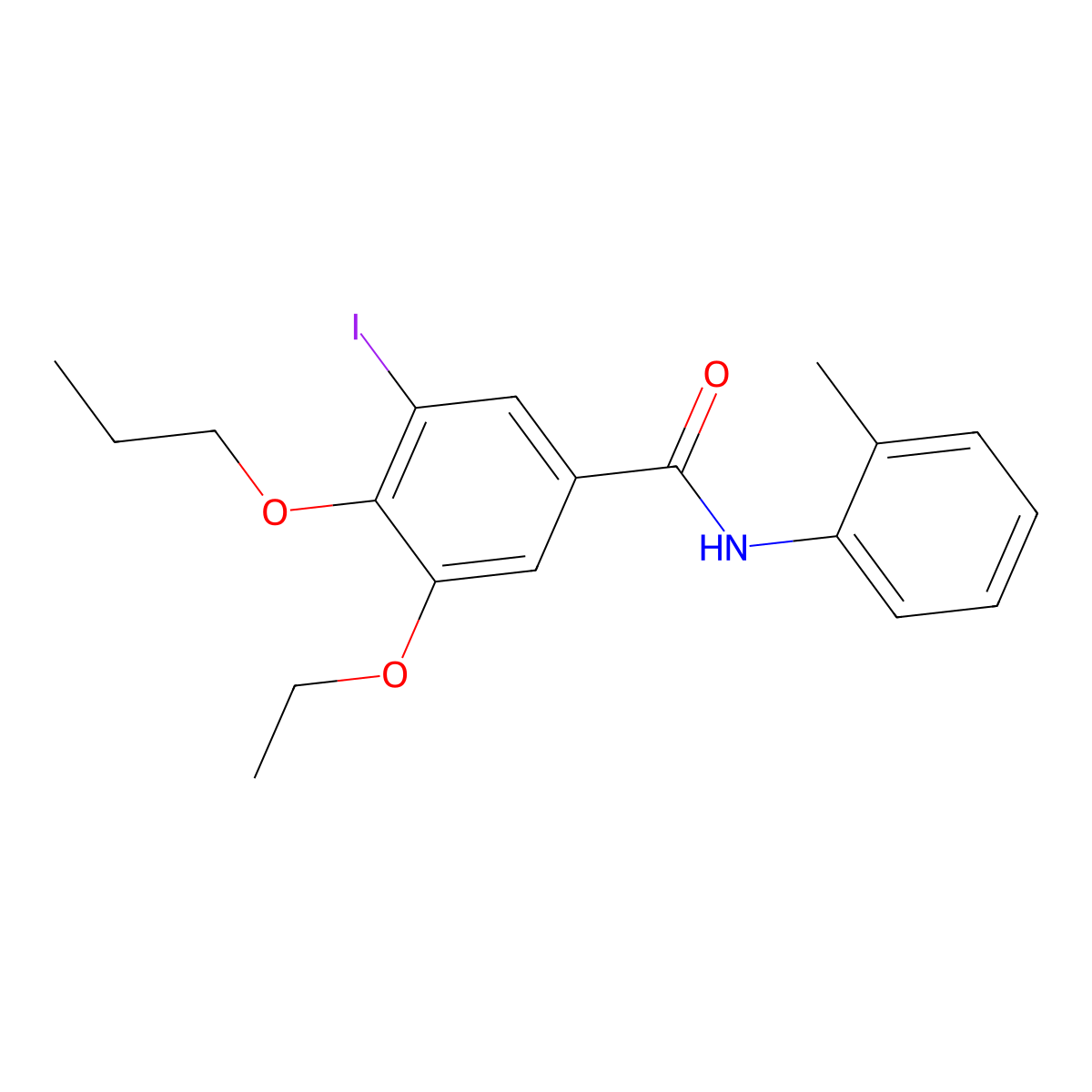 3-ethoxy-5-iodo-N-(2-methylphenyl)-4-propoxybenzamide molecular structure, CAS 723245-60-1