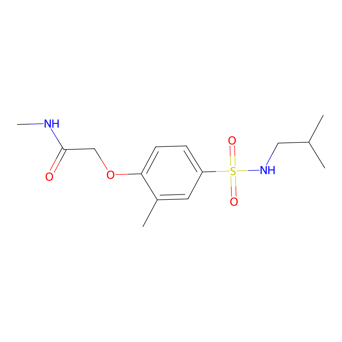 N-methyl-2-[2-methyl-4-(2-methylpropylsulfamoyl)phenoxy]acetamide molecular structure, CAS 723245-62-3