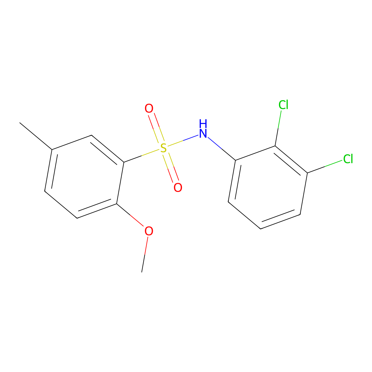 N-(2,3-dichlorophenyl)-2-methoxy-5-methylbenzenesulfonamide molecular structure, CAS 723245-72-5