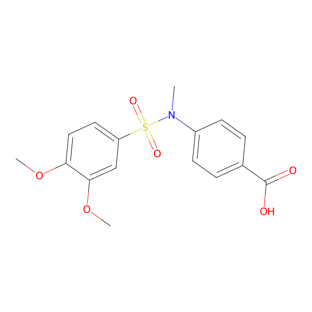 4-{[(3,4-Dimethoxyphenyl)sulfonyl](methyl)amino}benzoic acid molecular structure, CAS 723247-01-6
