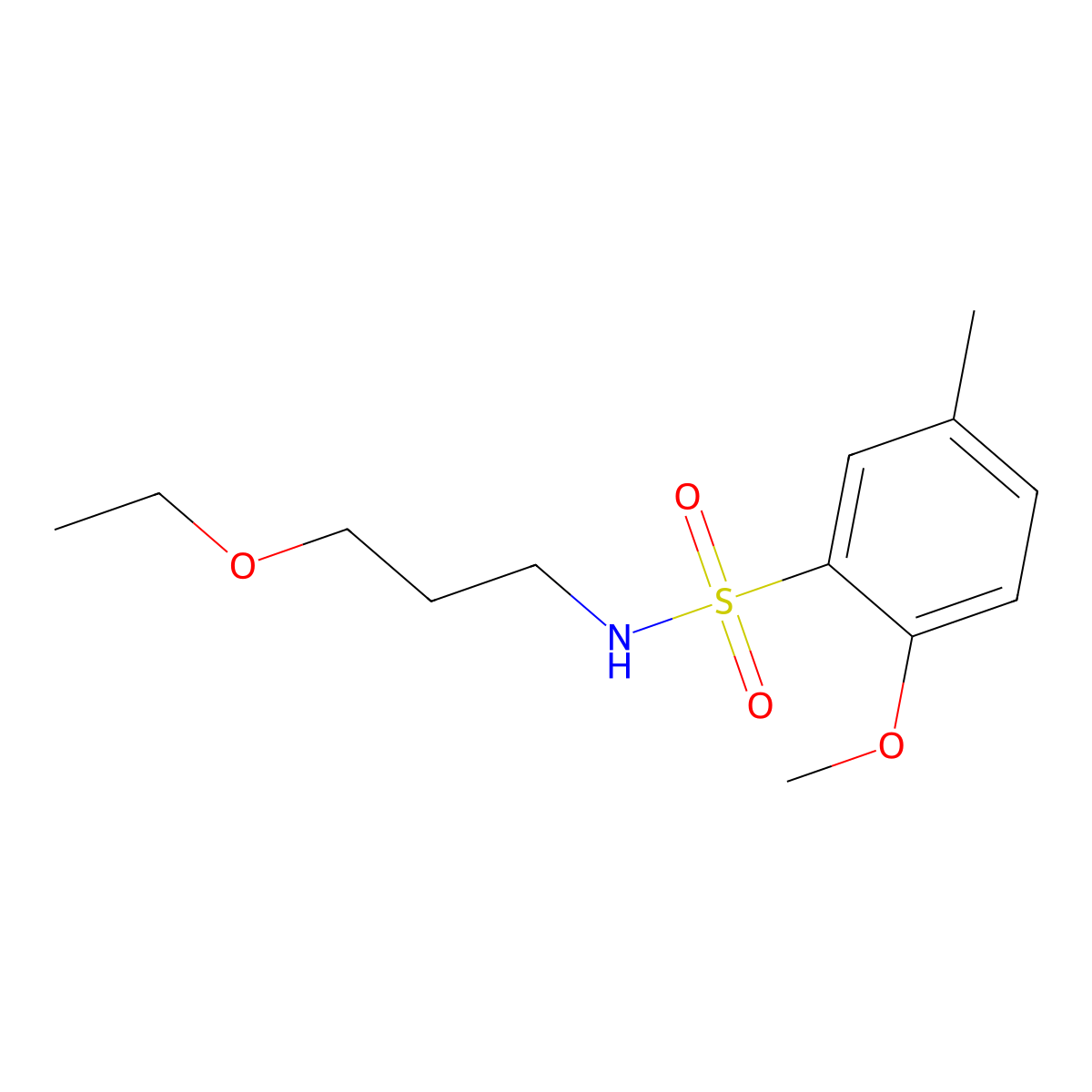 N-(3-ethoxypropyl)-2-methoxy-5-methylbenzenesulfonamide molecular structure, CAS 723247-16-3
