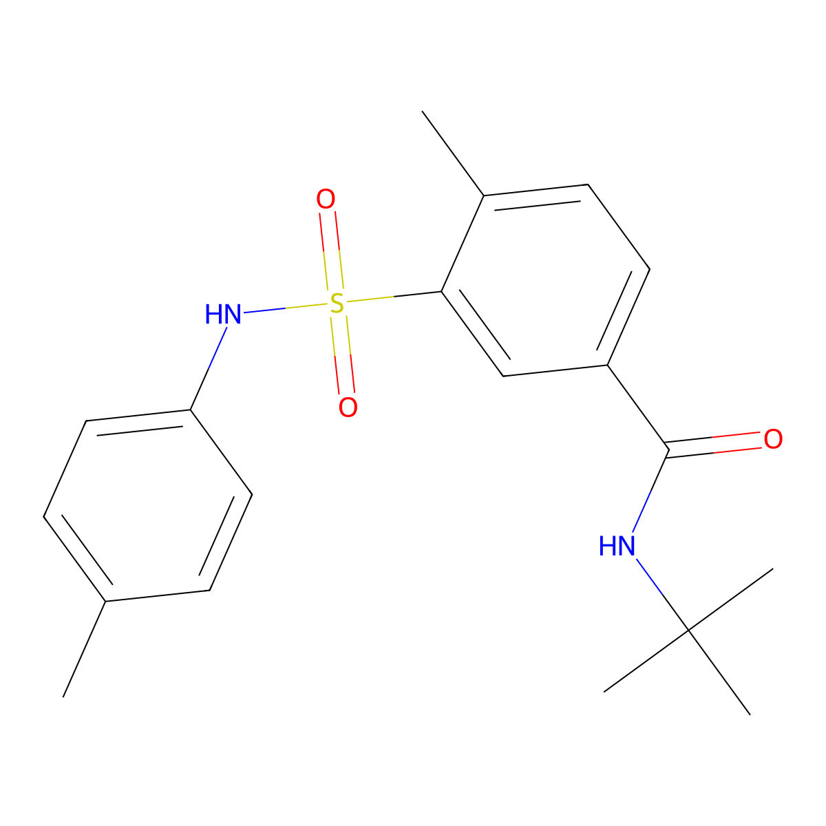 N-(tert-butyl)-4-methyl-3-(4-toluidinosulfonyl)benzamide molecular structure, CAS 723247-19-6