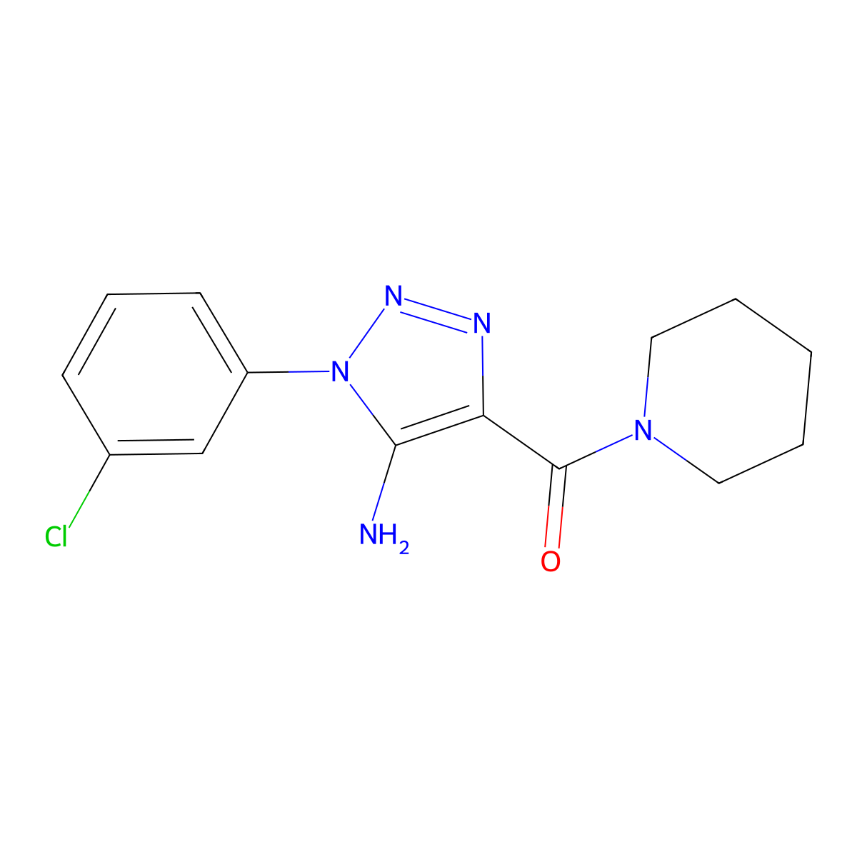 1-(3-chlorophenyl)-4-(1-piperidinylcarbonyl)-1H-1,2,3-triazol-5-ylamine molecular structure, CAS 723247-61-8