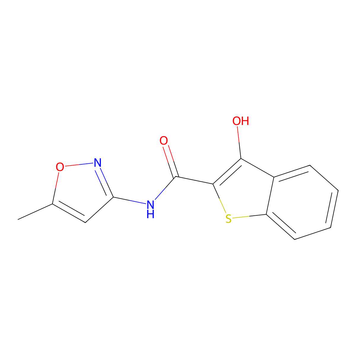 3-hydroxy-N-(5-methyl-3-isoxazolyl)-1-benzothiophene-2-carboxamide molecular structure, CAS 723247-87-8