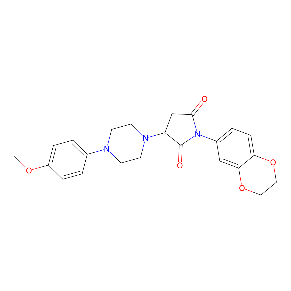 1-(2,3-Dihydro-1,4-benzodioxin-6-yl)-3-[4-(4-methoxyphenyl)piperazin-1-yl]pyrrolidine-2,5-dione molecular structure, CAS 723248-56-4