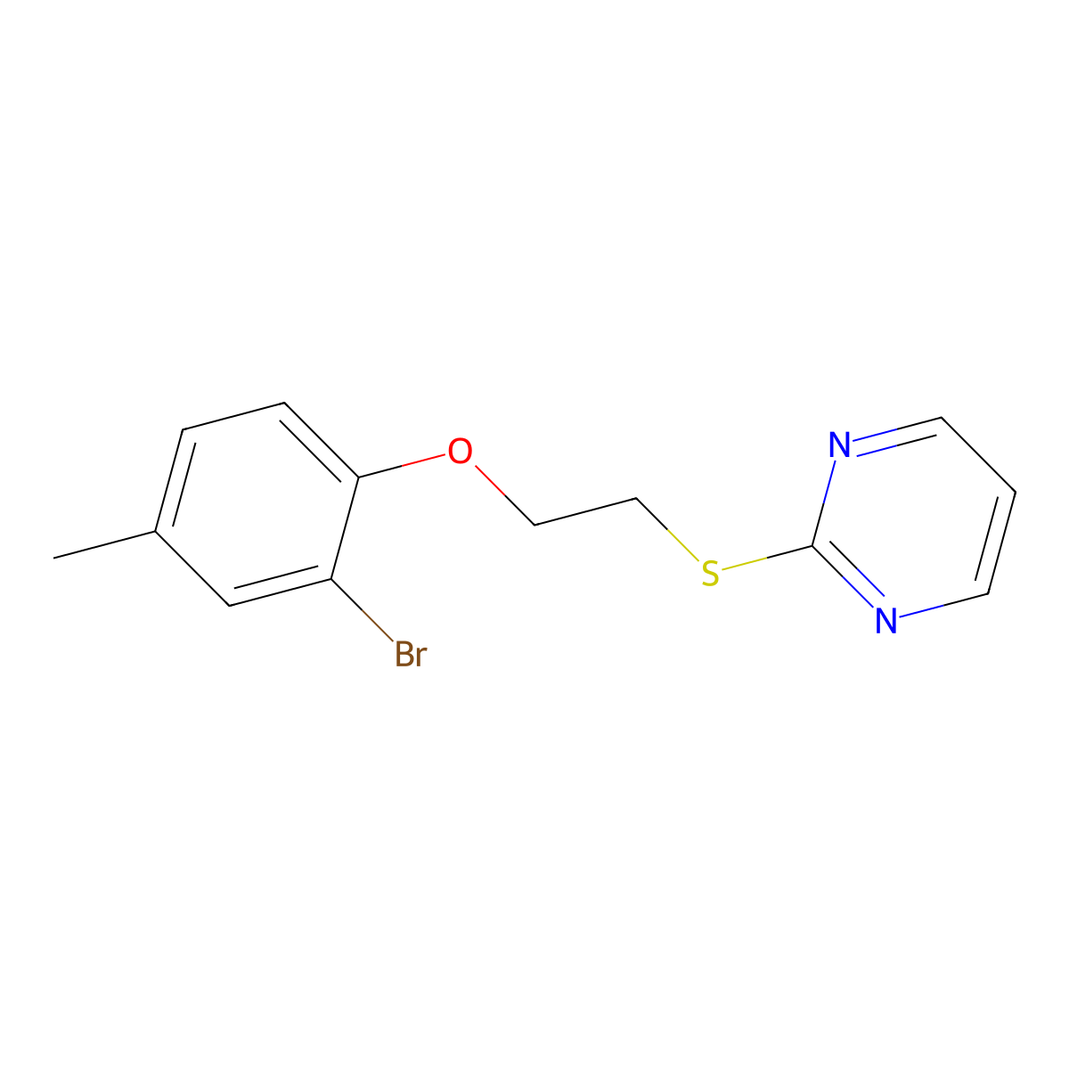 2-[2-(2-Bromo-4-methylphenoxy)ethylsulfanyl]pyrimidine molecular structure, CAS 723249-01-2