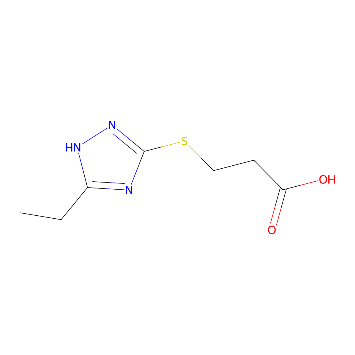 3-((5-Ethyl-1H-1,2,4-triazol-3-yl)thio)propanoic acid molecular structure, CAS 723249-75-0