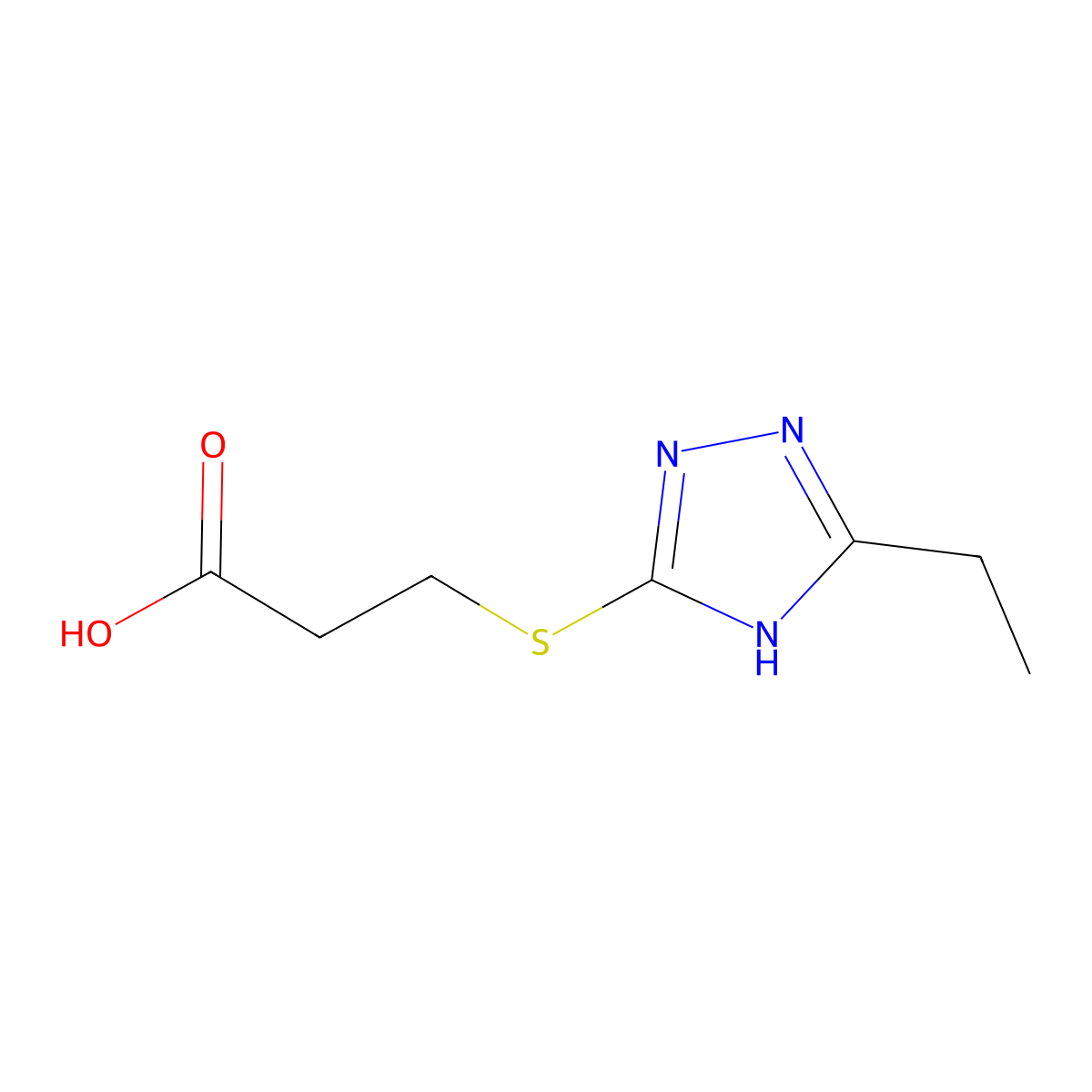 3-((5-Ethyl-1H-1,2,4-triazol-3-yl)thio)propanoic acid molecular structure, CAS 723249-75-0