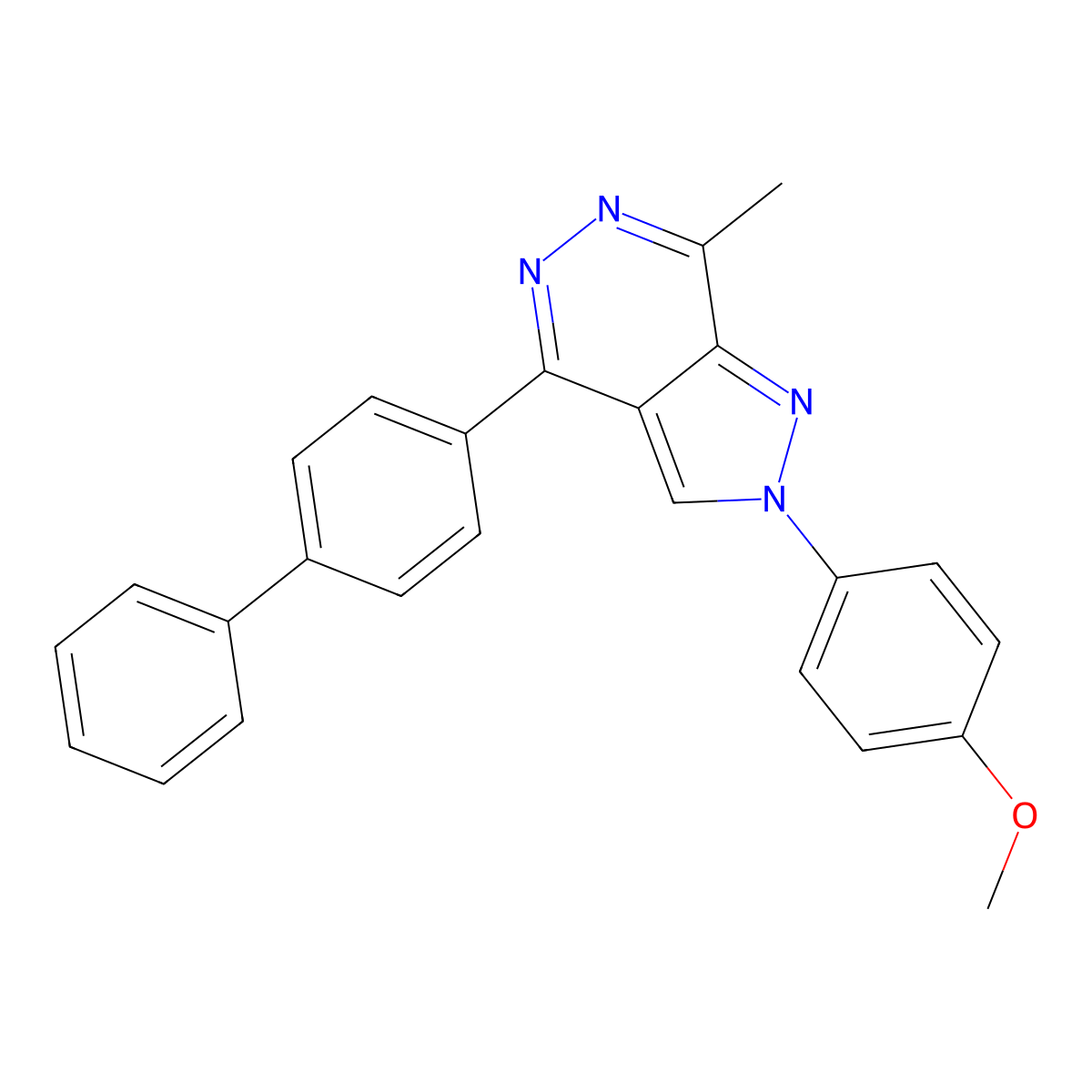 4-(4-[1,1'-biphenyl]-4-yl-7-methyl-2H-pyrazolo[3,4-d]pyridazin-2-yl)phenyl methyl ether molecular structure, CAS 723249-89-6