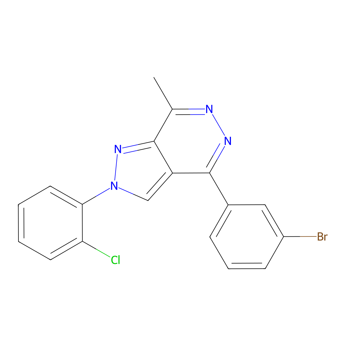 4-(3-bromophenyl)-2-(2-chlorophenyl)-7-methyl-2H-pyrazolo[3,4-d]pyridazine molecular structure, CAS 723249-94-3