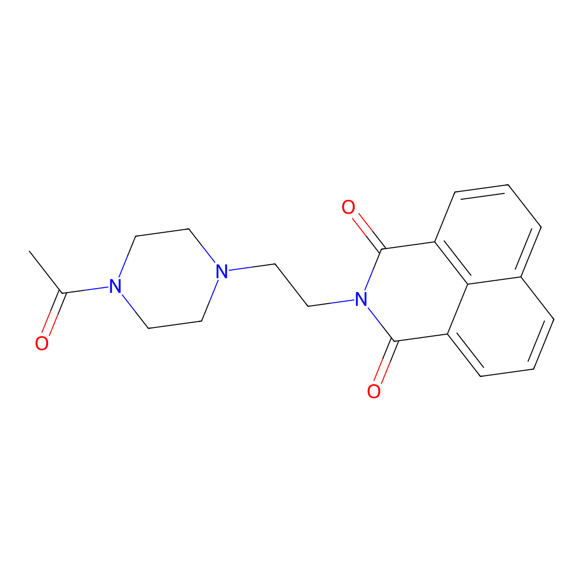 2-(2-(4-acetylpiperazin-1-yl)ethyl)-1H-benzo[de]isoquinoline-1,3(2H)-dione molecular structure, CAS 723250-15-5