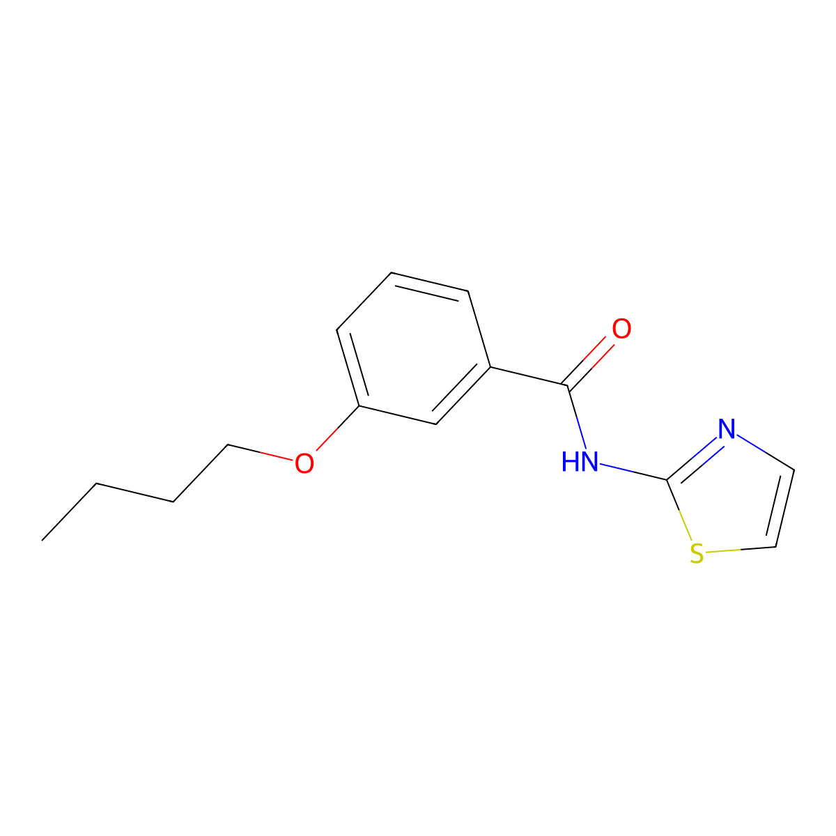 3-butoxy-N-(1,3-thiazol-2-yl)benzamide molecular structure, CAS 723250-74-6