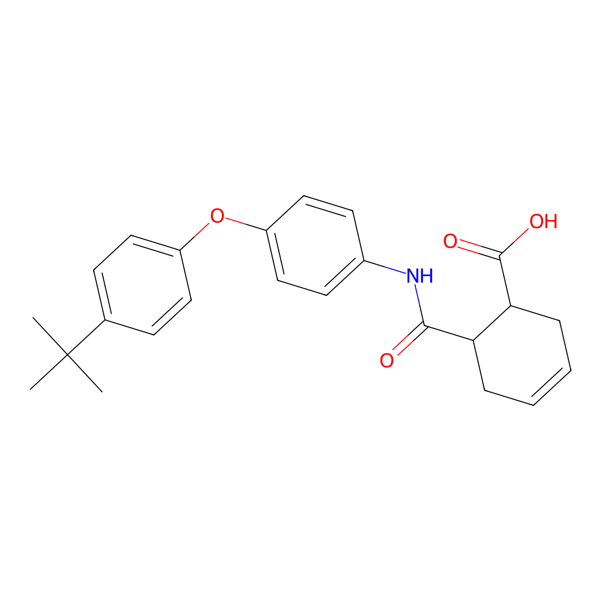 6-[[4-(4-Tert-butylphenoxy)phenyl]carbamoyl]cyclohex-3-ene-1-carboxylic acid molecular structure, CAS 723250-88-2