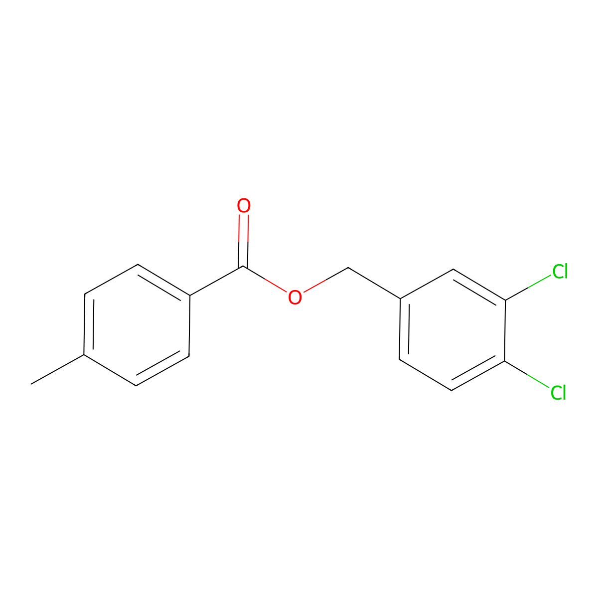 (3,4-Dichlorophenyl)methyl 4-methylbenzoate molecular structure, CAS 723251-01-2
