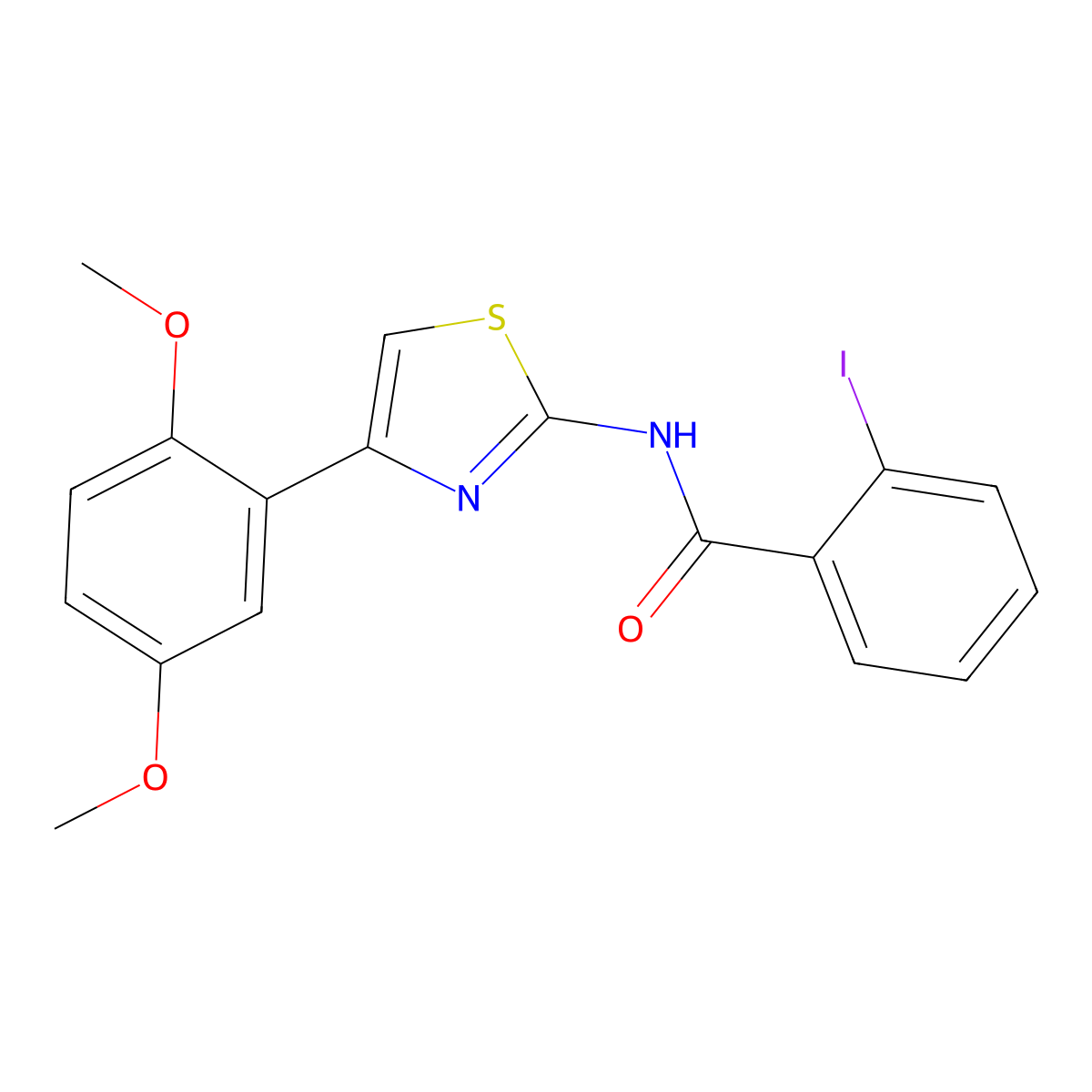 N-[4-(2,5-dimethoxyphenyl)-1,3-thiazol-2-yl]-2-iodobenzamide molecular structure, CAS 723252-43-5