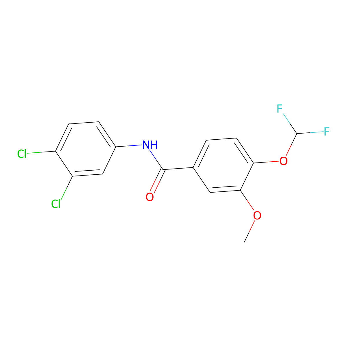 N-(3,4-dichlorophenyl)-4-(difluoromethoxy)-3-methoxybenzamide molecular structure, CAS 723252-47-9