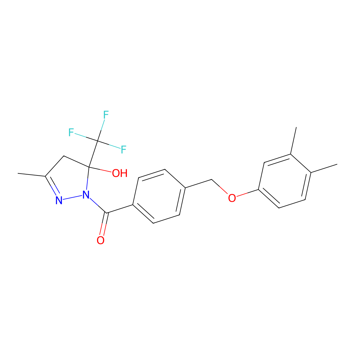 [4-[(3,4-dimethylphenoxy)methyl]phenyl]-[5-hydroxy-3-methyl-5-(trifluoromethyl)-4H-pyrazol-1-yl]methanone molecular structure, CAS 723252-82-2
