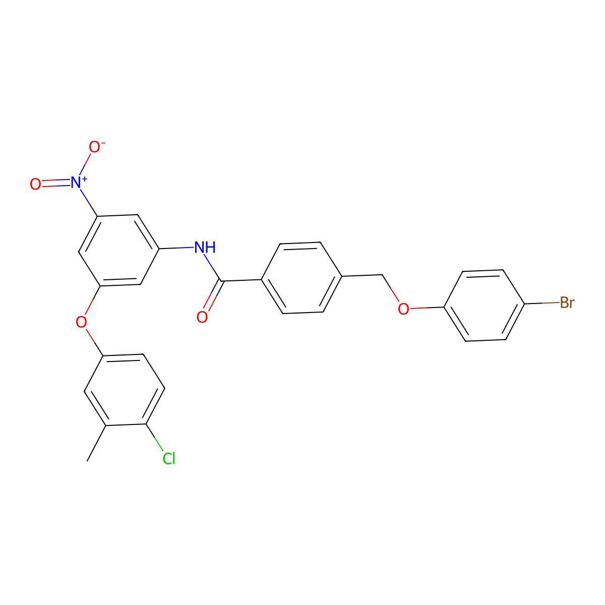 4-[(4-bromophenoxy)methyl]-N-[3-(4-chloro-3-methylphenoxy)-5-nitrophenyl]benzamide molecular structure, CAS 723252-87-7