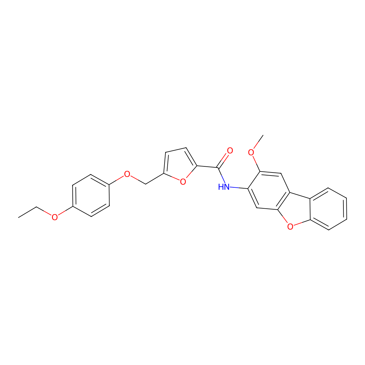 5-[(4-ethoxyphenoxy)methyl]-N-(2-methoxydibenzofuran-3-yl)furan-2-carboxamide molecular structure, CAS 723252-90-2