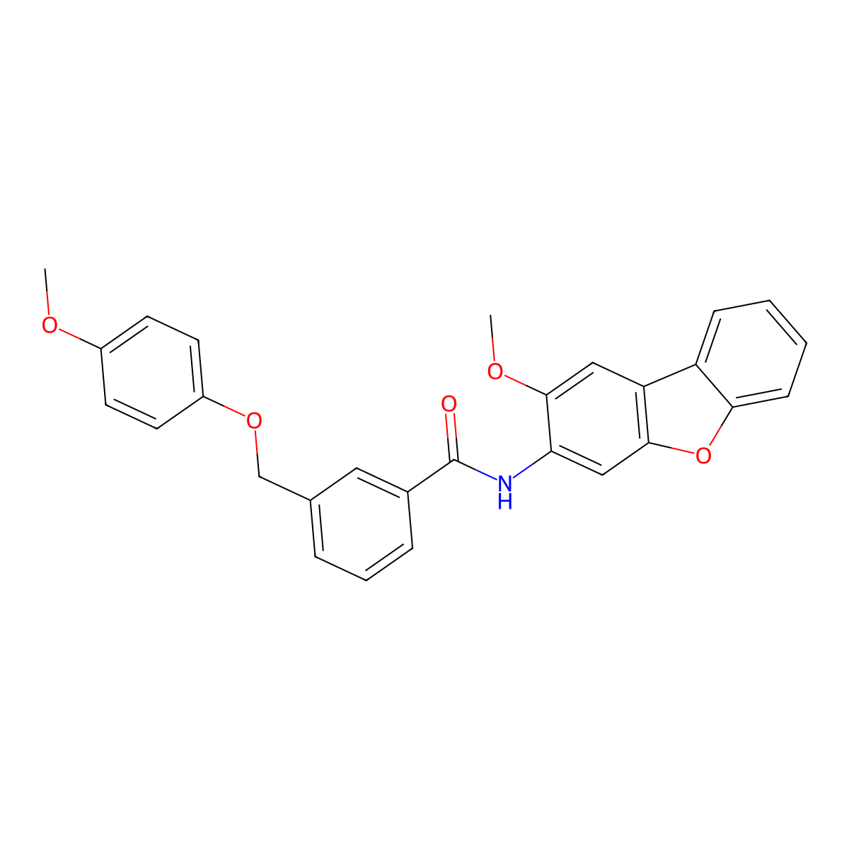 N-(2-methoxydibenzo[b,d]furan-3-yl)-3-[(4-methoxyphenoxy)methyl]benzamide molecular structure, CAS 723252-97-9