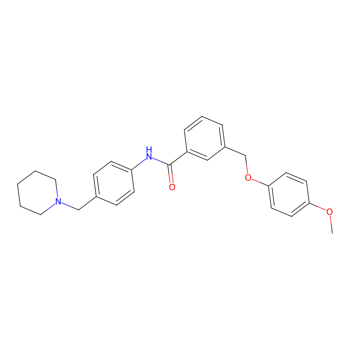 3-[(4-methoxyphenoxy)methyl]-N-[4-(piperidin-1-ylmethyl)phenyl]benzamide molecular structure, CAS 723253-02-9