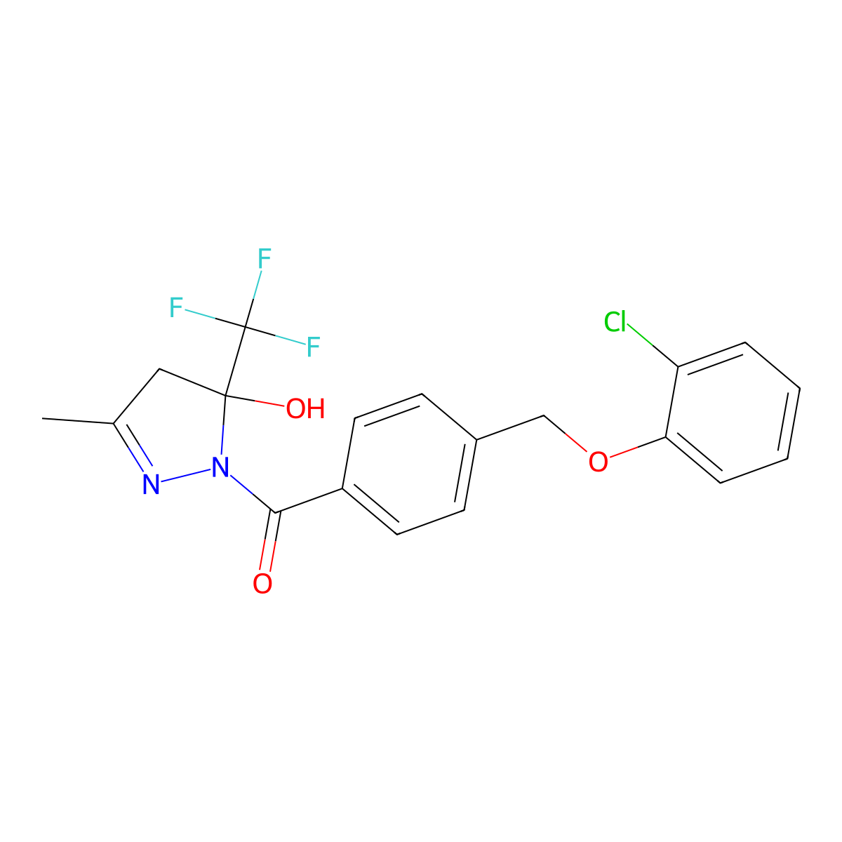 [4-[(2-chlorophenoxy)methyl]phenyl]-[5-hydroxy-3-methyl-5-(trifluoromethyl)-4H-pyrazol-1-yl]methanone molecular structure, CAS 723253-06-3