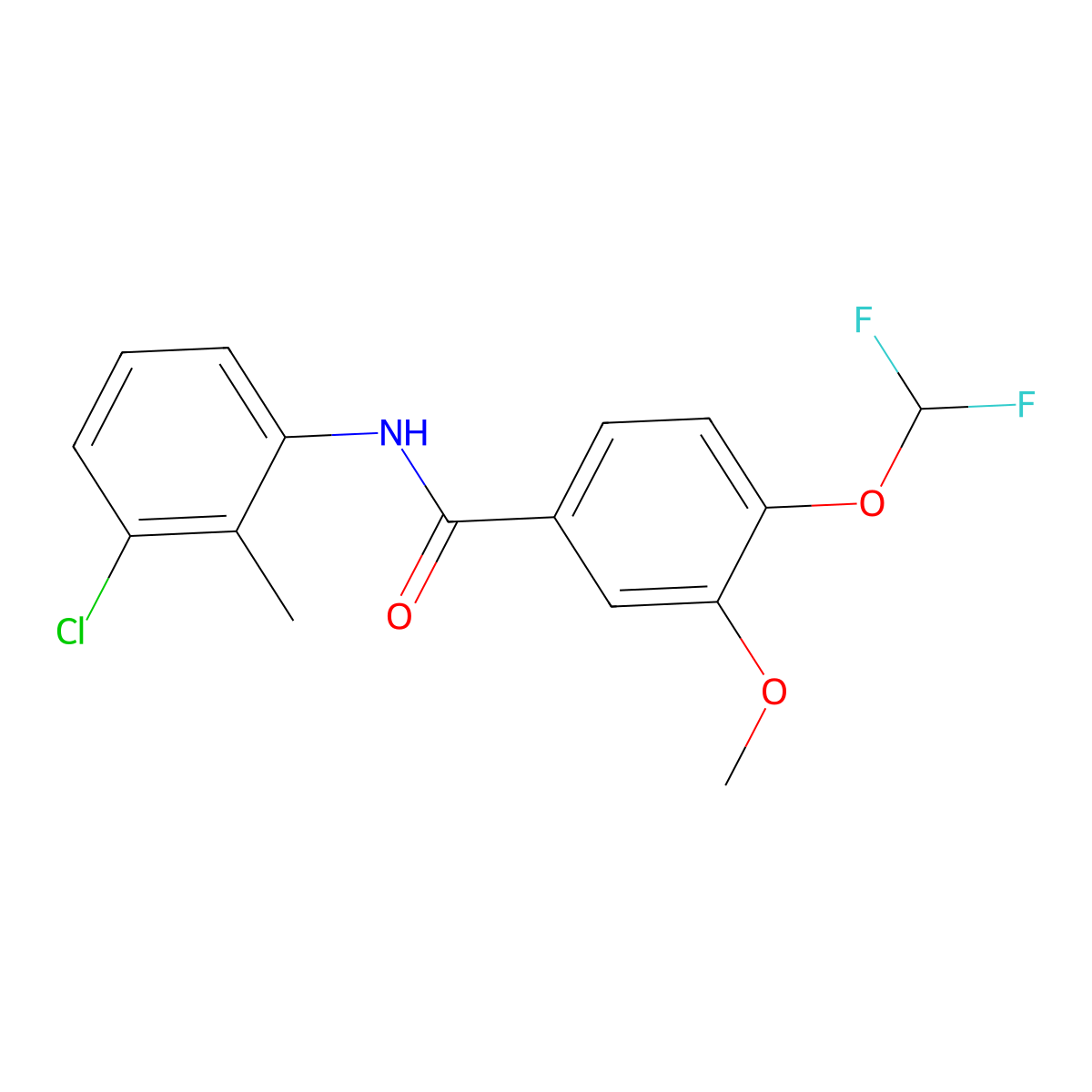 N-(3-chloro-2-methylphenyl)-4-(difluoromethoxy)-3-methoxybenzamide molecular structure, CAS 723253-15-4