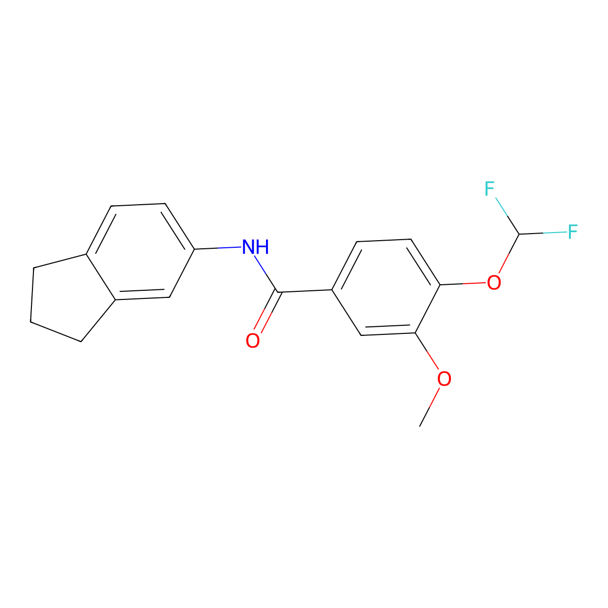 4-(difluoromethoxy)-N-(2,3-dihydro-1H-inden-5-yl)-3-methoxybenzamide molecular structure, CAS 723253-18-7