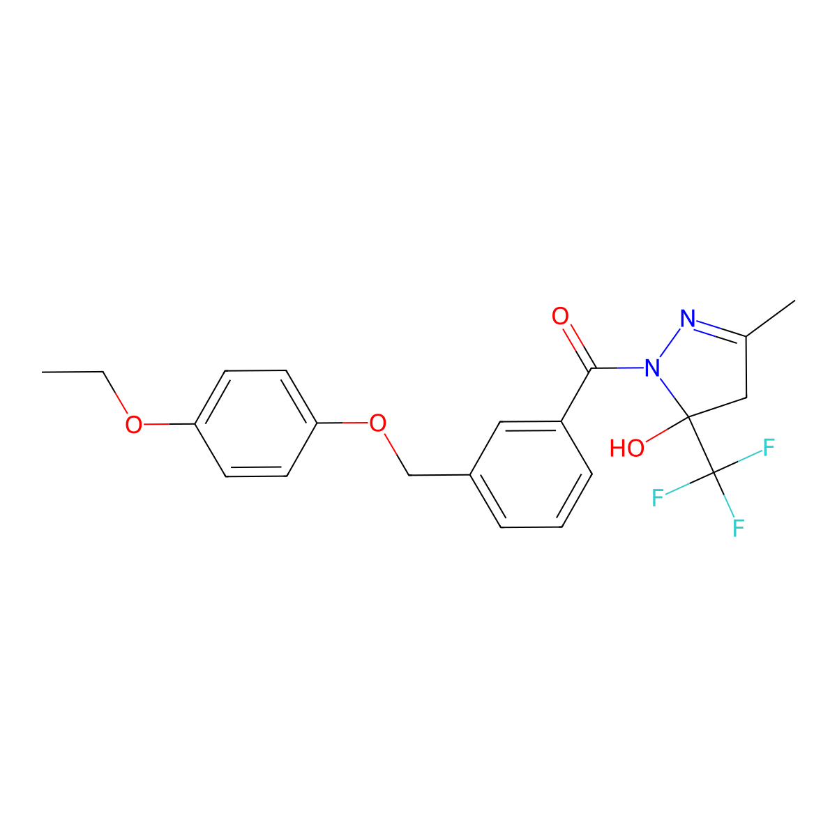 [3-[(4-ethoxyphenoxy)methyl]phenyl]-[5-hydroxy-3-methyl-5-(trifluoromethyl)-4H-pyrazol-1-yl]methanone molecular structure, CAS 723253-36-9