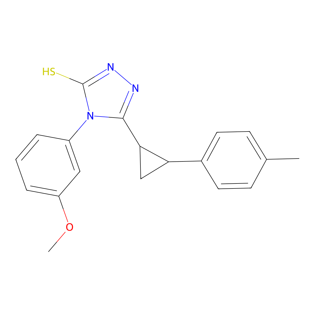 4-(3-methoxyphenyl)-3-[2-(4-methylphenyl)cyclopropyl]-1H-1,2,4-triazole-5-thione molecular structure, CAS 723253-39-2