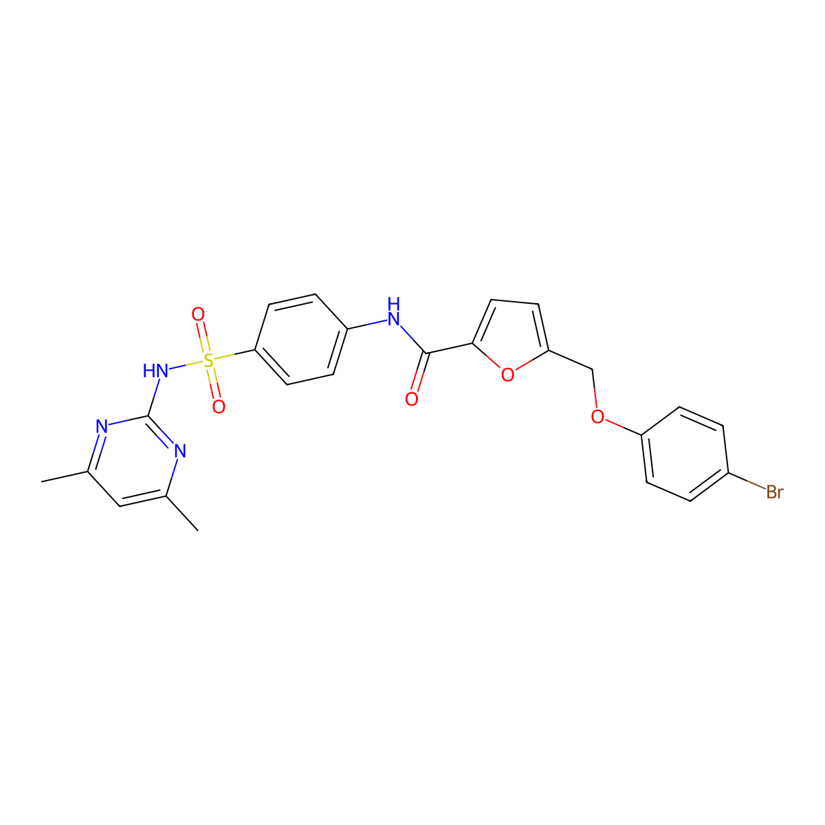 5-[(4-bromophenoxy)methyl]-N-[4-[(4,6-dimethylpyrimidin-2-yl)sulfamoyl]phenyl]furan-2-carboxamide molecular structure, CAS 723253-45-0