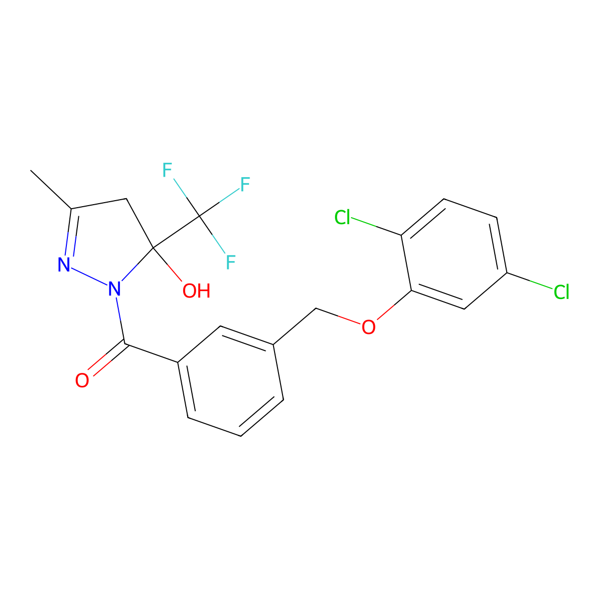 [3-[(2,5-dichlorophenoxy)methyl]phenyl]-[5-hydroxy-3-methyl-5-(trifluoromethyl)-4H-pyrazol-1-yl]methanone molecular structure, CAS 723253-55-2