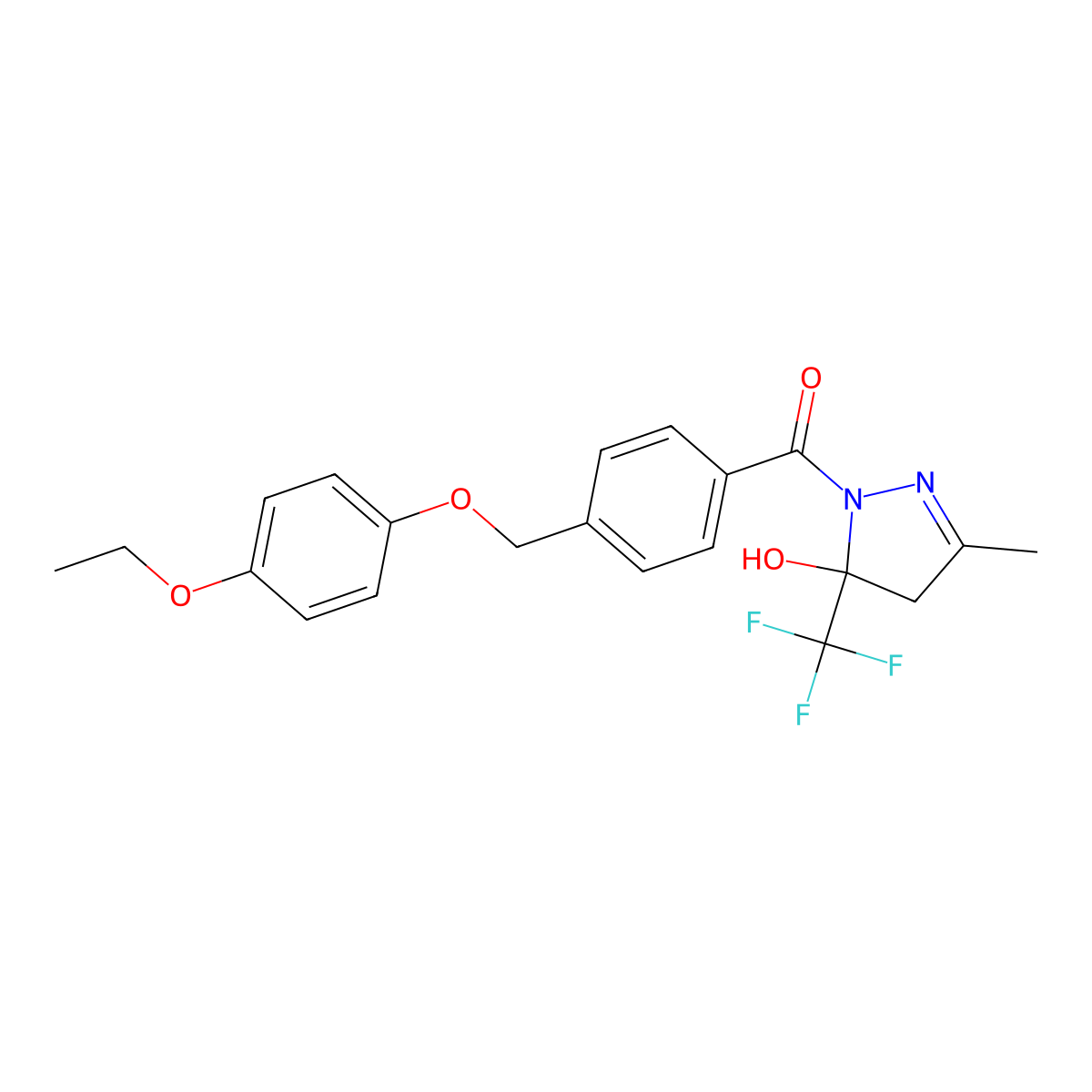 [4-[(4-ethoxyphenoxy)methyl]phenyl]-[5-hydroxy-3-methyl-5-(trifluoromethyl)-4H-pyrazol-1-yl]methanone molecular structure, CAS 723253-85-8