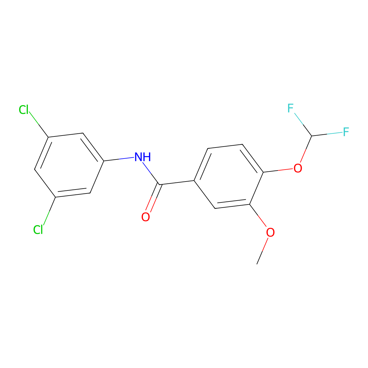 N-(3,5-dichlorophenyl)-4-(difluoromethoxy)-3-methoxybenzamide molecular structure, CAS 723254-21-5