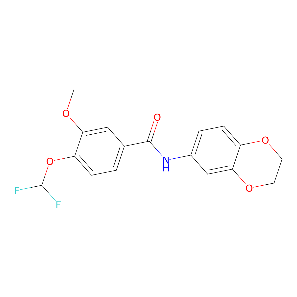 4-(difluoromethoxy)-N-(2,3-dihydro-1,4-benzodioxin-6-yl)-3-methoxybenzamide molecular structure, CAS 723254-42-0