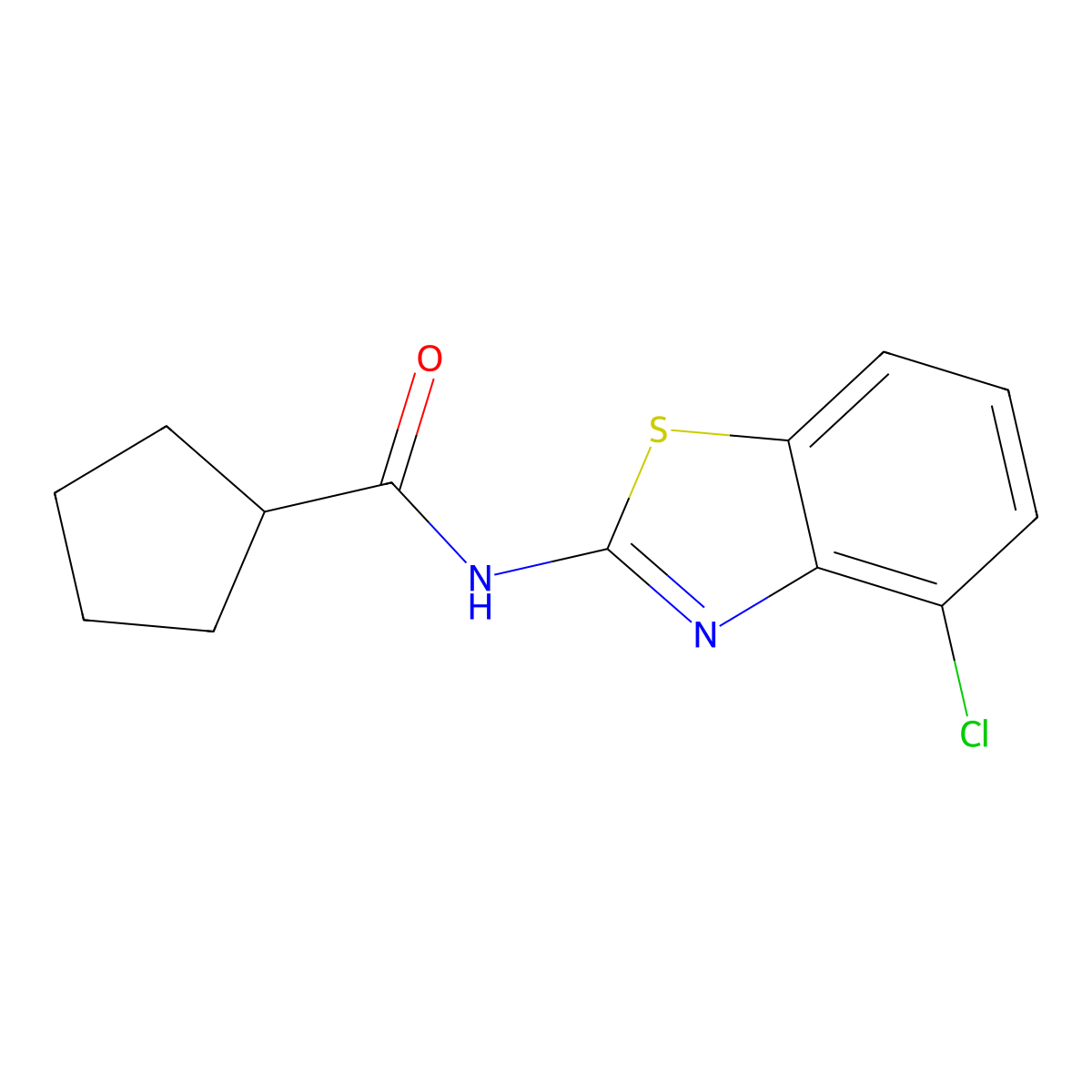 N-(4-chloro-1,3-benzothiazol-2-yl)cyclopentanecarboxamide molecular structure, CAS 723254-70-4