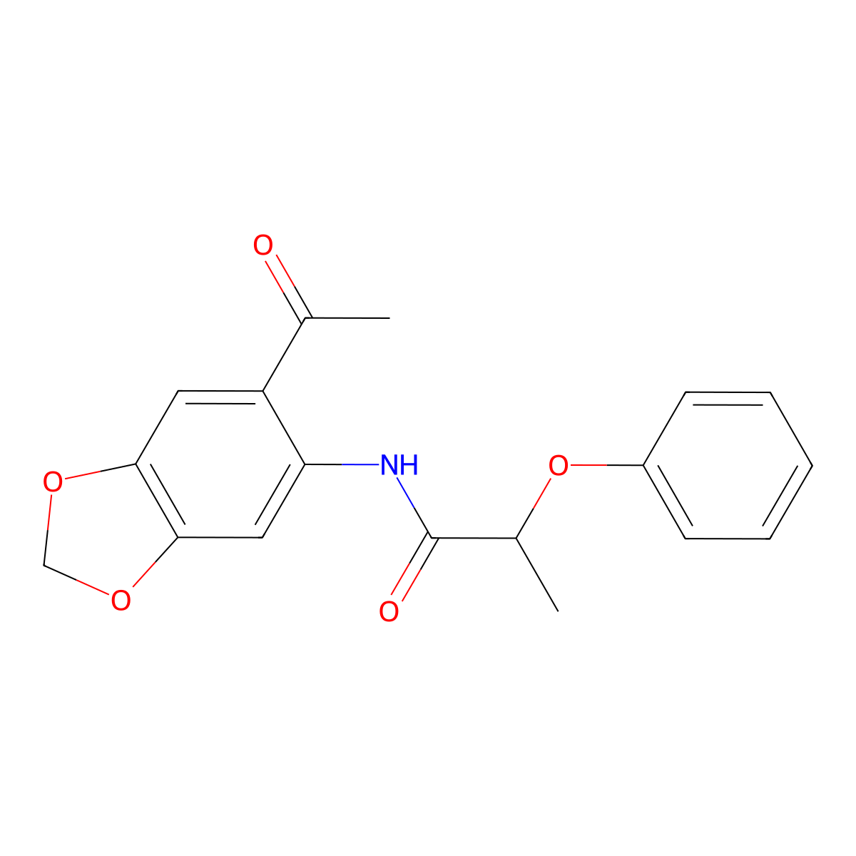 N-(6-acetyl-1,3-benzodioxol-5-yl)-2-phenoxypropanamide molecular structure, CAS 723256-54-0