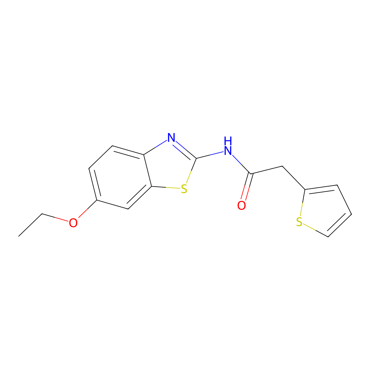 N-(6-ethoxy-1,3-benzothiazol-2-yl)-2-thiophen-2-ylacetamide molecular structure, CAS 723257-98-5