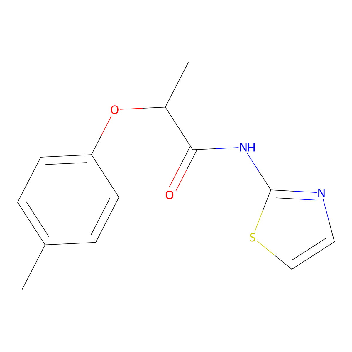 2-(4-methylphenoxy)-N-(1,3-thiazol-2-yl)propanamide molecular structure, CAS 723258-09-1