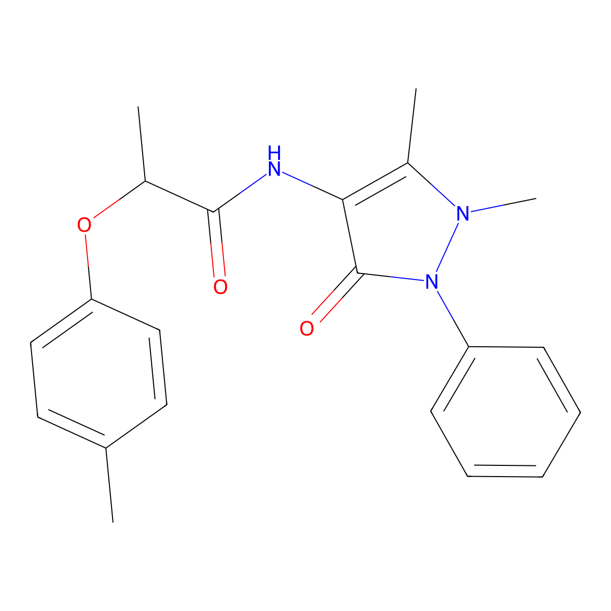 N-(1,5-dimethyl-3-oxo-2-phenylpyrazol-4-yl)-2-(4-methylphenoxy)propanamide molecular structure, CAS 723258-23-9