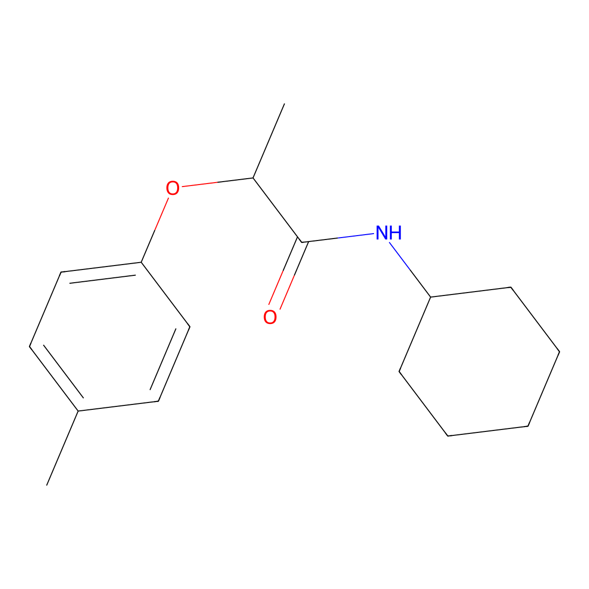 N-cyclohexyl-2-(4-methylphenoxy)propanamide molecular structure, CAS 723258-41-1