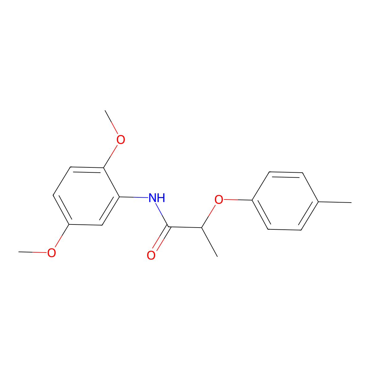 N-(2,5-dimethoxyphenyl)-2-(4-methylphenoxy)propanamide molecular structure, CAS 723258-43-3