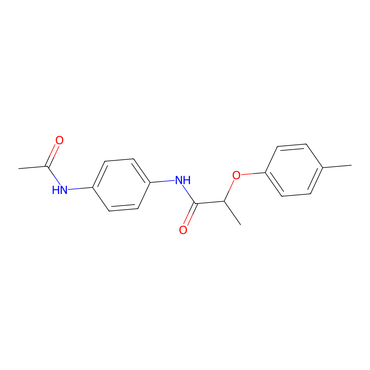 N-[4-(acetylamino)phenyl]-2-(4-methylphenoxy)propanamide molecular structure, CAS 723258-57-9