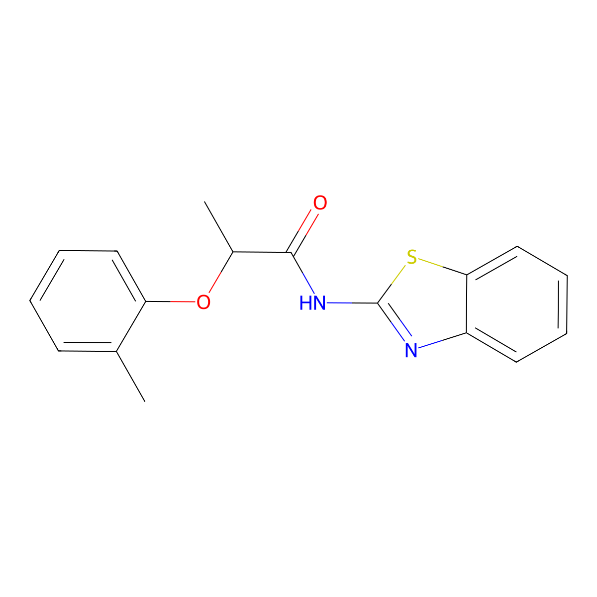 N-(1,3-benzothiazol-2-yl)-2-(2-methylphenoxy)propanamide molecular structure, CAS 723259-52-7