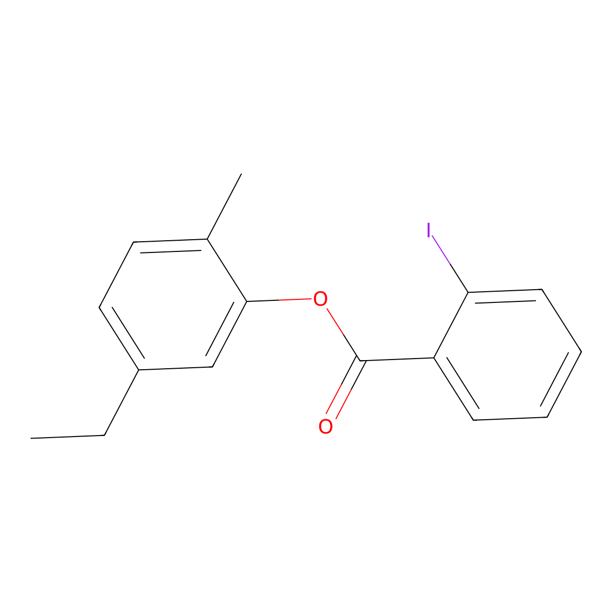 5-Ethyl-2-methylphenyl 2-iodobenzoate molecular structure, CAS 723259-57-2