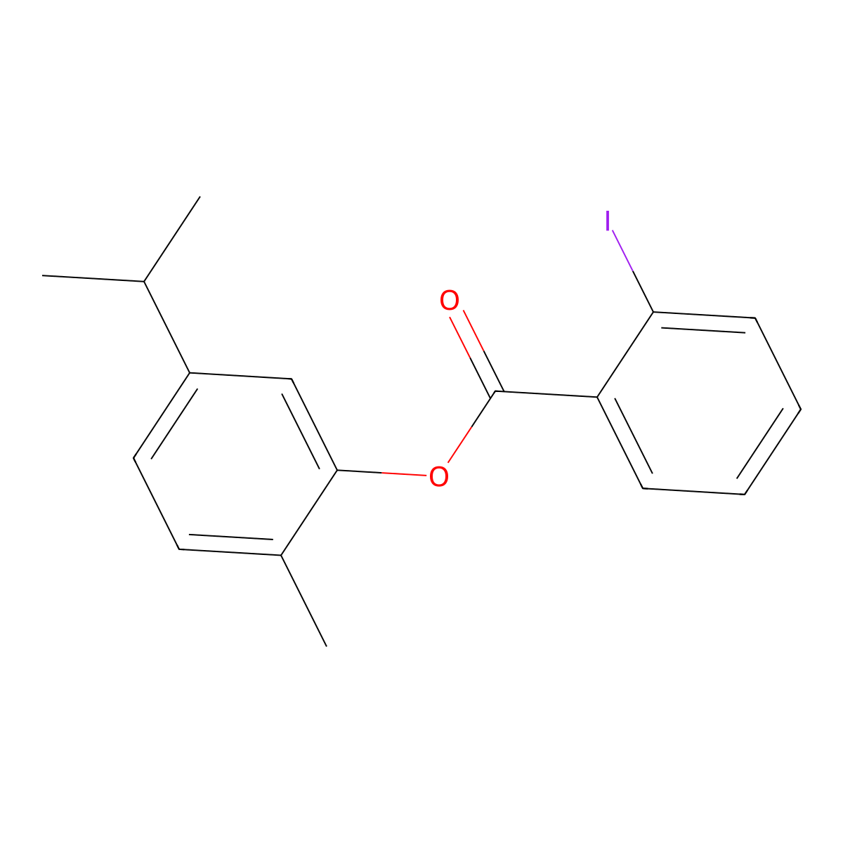5-Isopropyl-2-methylphenyl 2-iodobenzoate molecular structure, CAS 723259-86-7